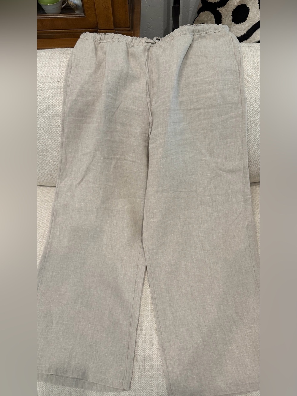 J.Crew Linen Drawstring Pant Wide Leg in Beige Size -XL